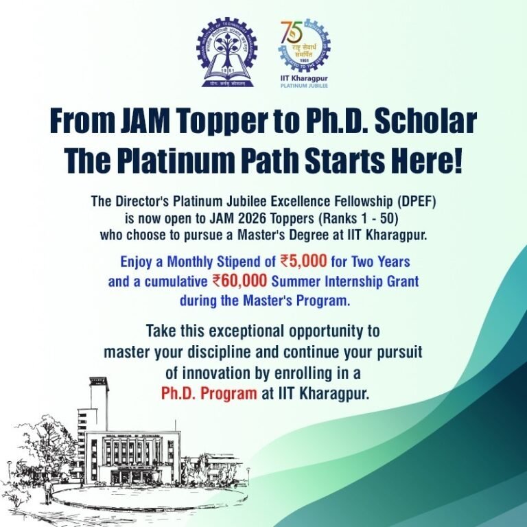 *IIT Kharagpur Launches Director’s Platinum Jubilee Excellence Fellowship for JAM 2026 Toppers*