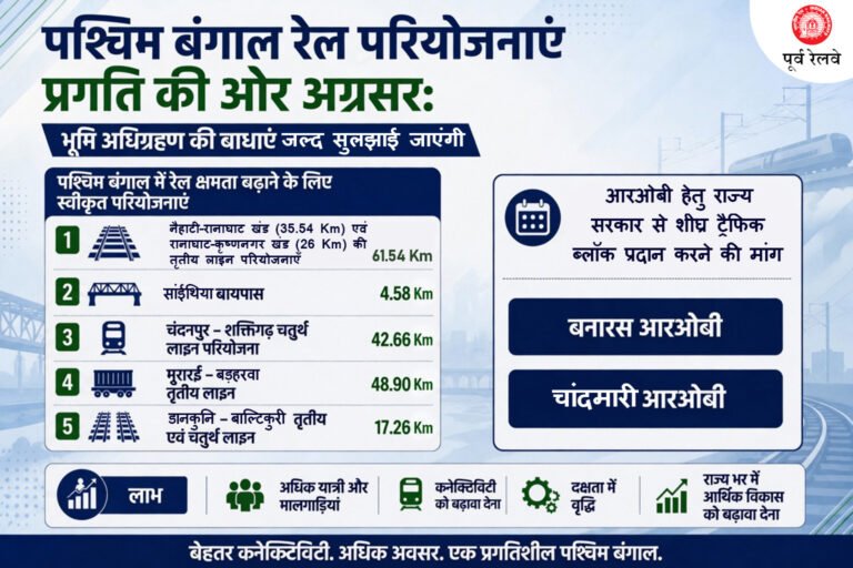 *डबल-इंजन बूस्ट: प्रशासनिक बाधाएँ दूर होने से पूर्व रेलवे की प्रमुख परियोजनाओं को मिलेगी रफ्तार*