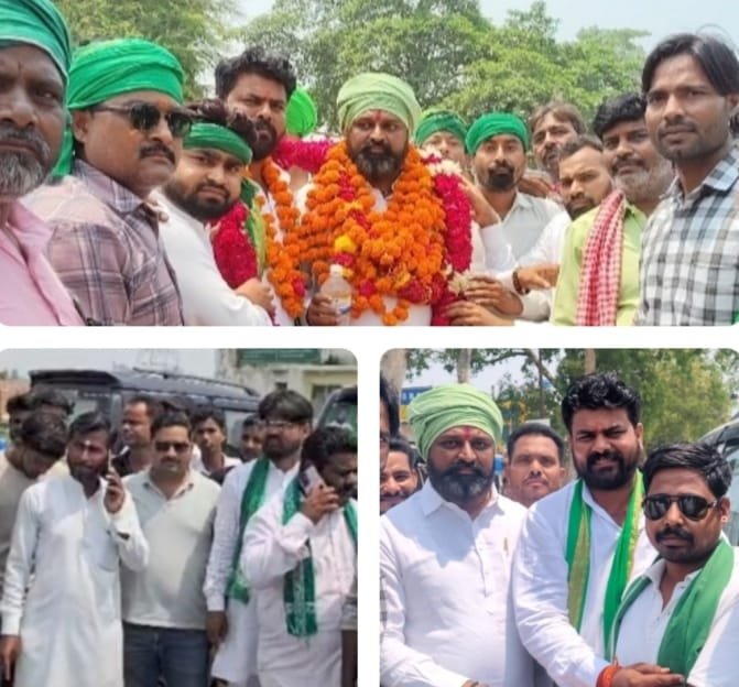 मसौली चौराहे पर भारतीय किसान क्रांति यूनियन के किसान नेता राहुल गुप्ता द्वारा जोरदार स्वागत राष्ट्रीय अध्यक्ष ऋषि मिश्रा का भव्य स्वागत