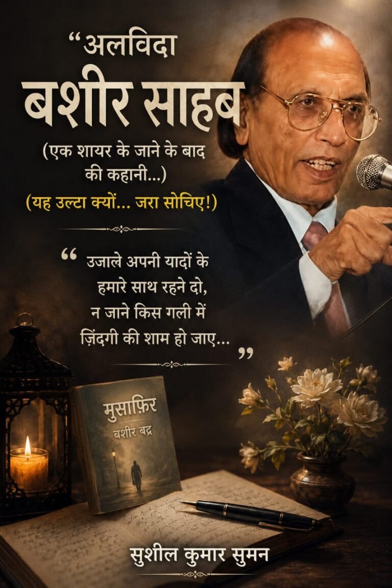 *“अलविदा बशीर साहब”* *(“एक शायर के जाने के बाद की कहानी!..” (* *(यह उल्टा क्यों ..हैं जरा सोचिए!.)*