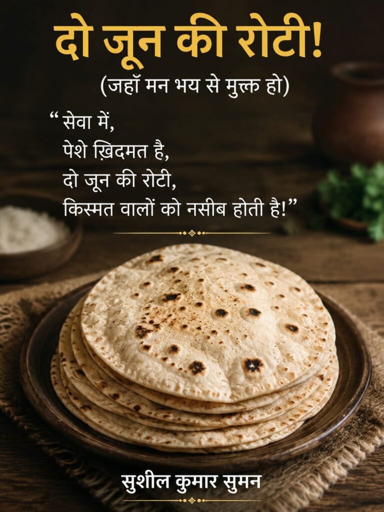 *”दो जून की रोटी!..”* *(“जहाँ मन भय से मुक्त हो”)*