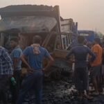 भीषण सड़क हादसे में जिंदा जला डंपर चालक, केबिन में लगी आग