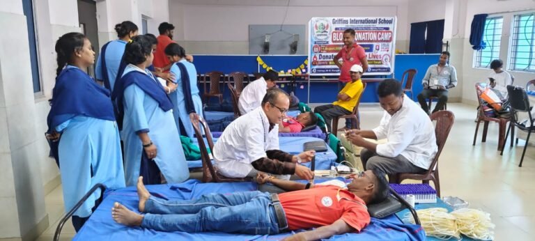 A grand blood donation drive is currently underway at Griffins International School in Kharagpur!